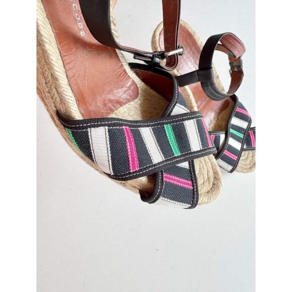 MARC BY MARC JACOBS Striped Grosgrain Leather Espadrille Wedge Sandals, Size 38 - Picture 5 of 15